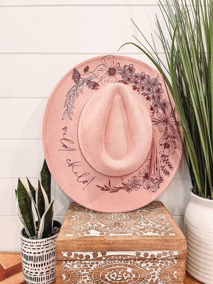 Engraved Floral Hat for wholesale by Willie & Dolly Designs