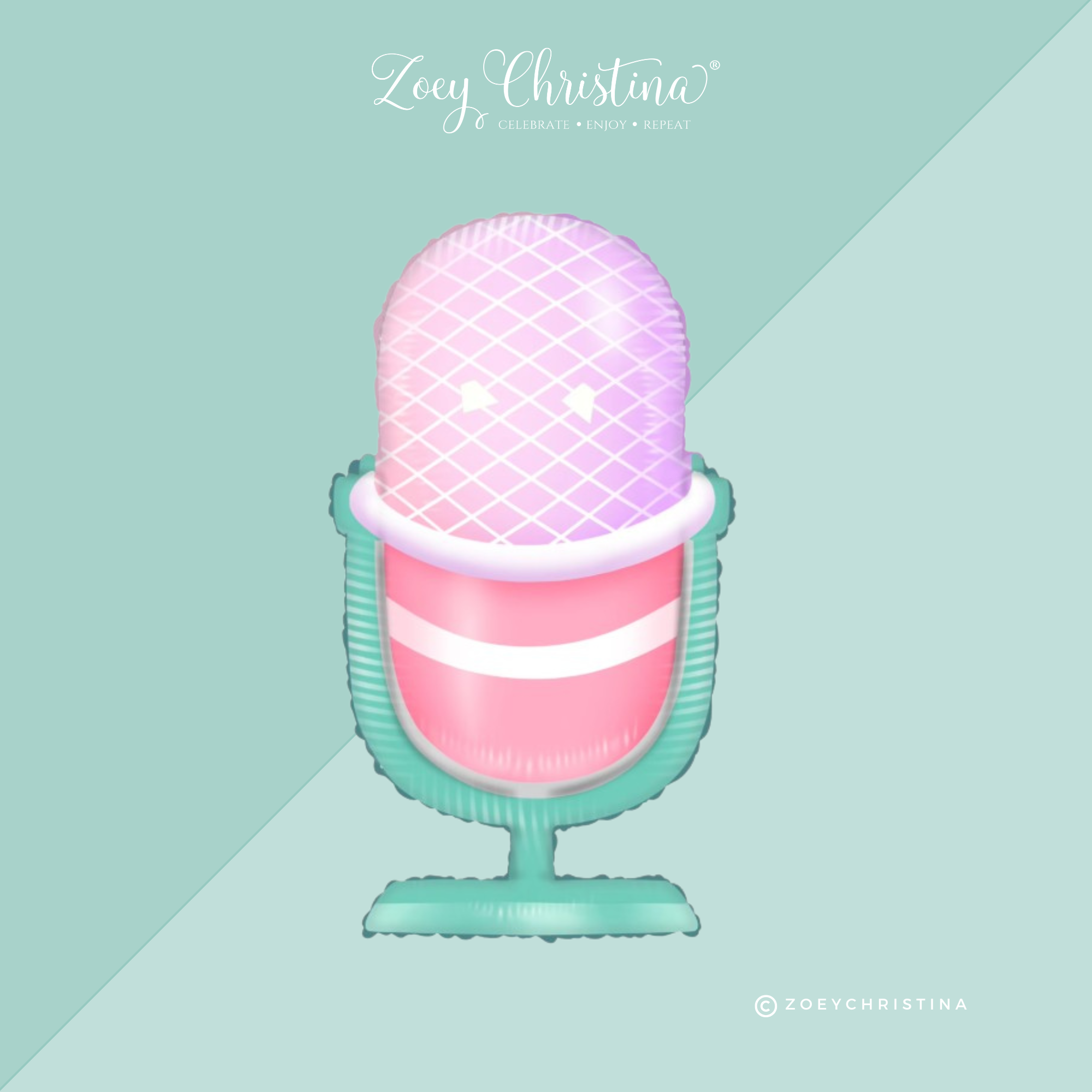 Zoey Christina - Wholesale Ballon - Microfoon Folieballon – 23" x 35" (Pastel Feestontwerp)3