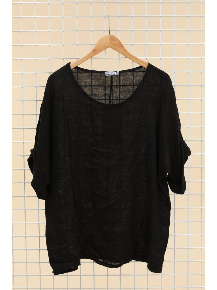 la maison des fibres naturelles - Wholesale Tunic - Women's - Round neck linen t-shirt 83446 100% linen2