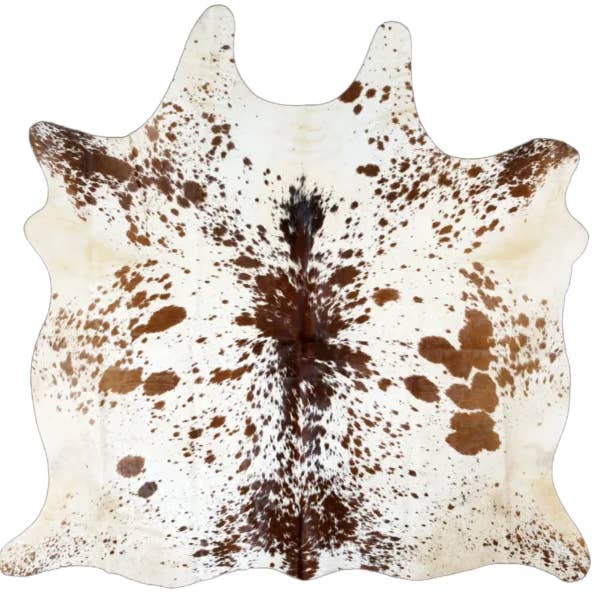 Tapis en peau de vache tacheté naturel Ridge brun clair et blanc|Ventinots pour la vente par ventinots