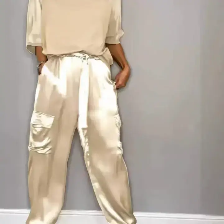 safistyle - Wholesale Top & Pant Set (NOT Loungewear) - Women's - Satin Top and Cargo Pant Set10