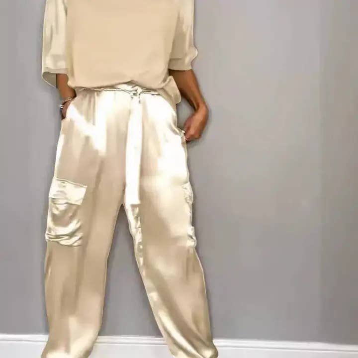 safistyle - Wholesale Top & Pant Set (NOT Loungewear) - Women's - Satin Top and Cargo Pant Set10