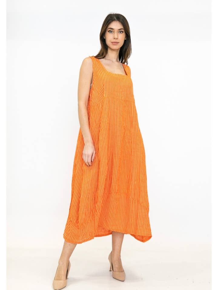 LINEN & COTTON HOUSE - Wholesale Dress - Women's - ROBE EN LIN 322 8119 RAYÉE PRINTEMPS ÉTÉ VÊTEMENTS18