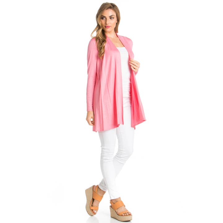 Azules Clothing - Wholesale Cardigan - Women's - Long Sleeve Open Front Draped Cardigan