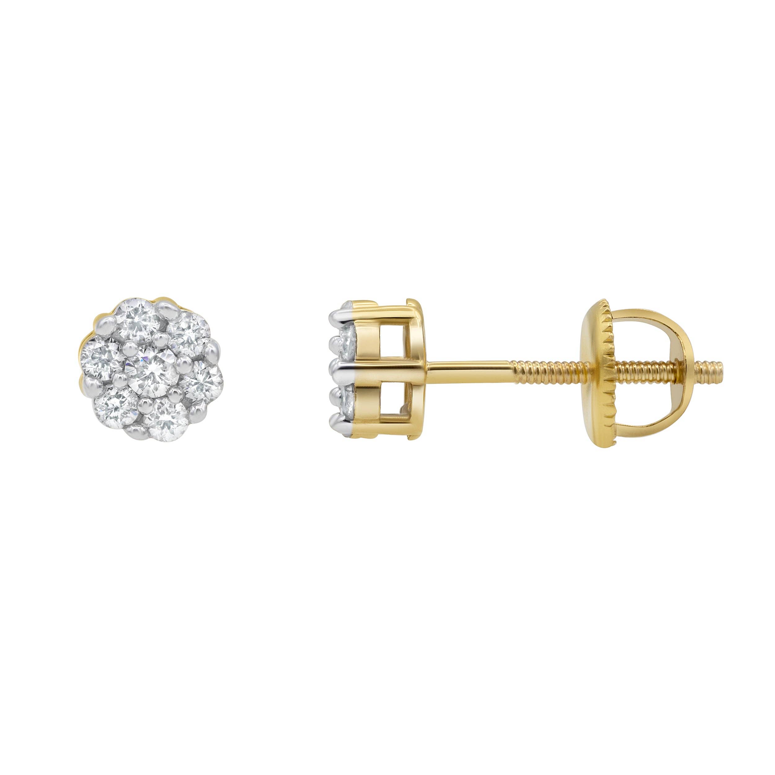 LuvMyJewelry (LMJ) - Wholesale Stud/Post Earrings - Medi Cluster Stud 14K Yellow Gold Diamond Earrings 0.34 ct. tw.1