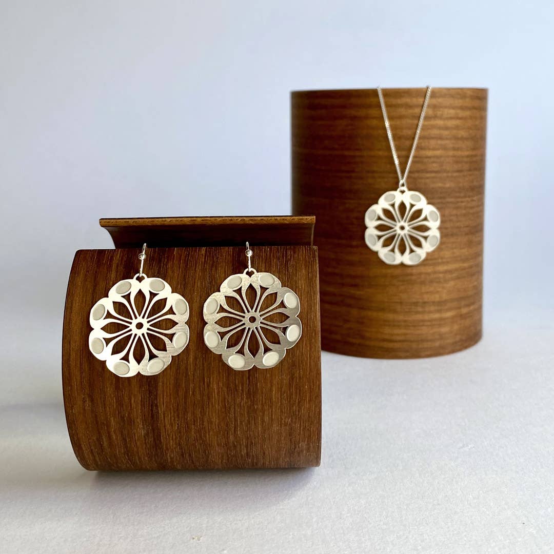 Go Do Good - Wholesale Dangle earrings - Tribe Flower Silver Dangle Hypoallergenic Earrings1