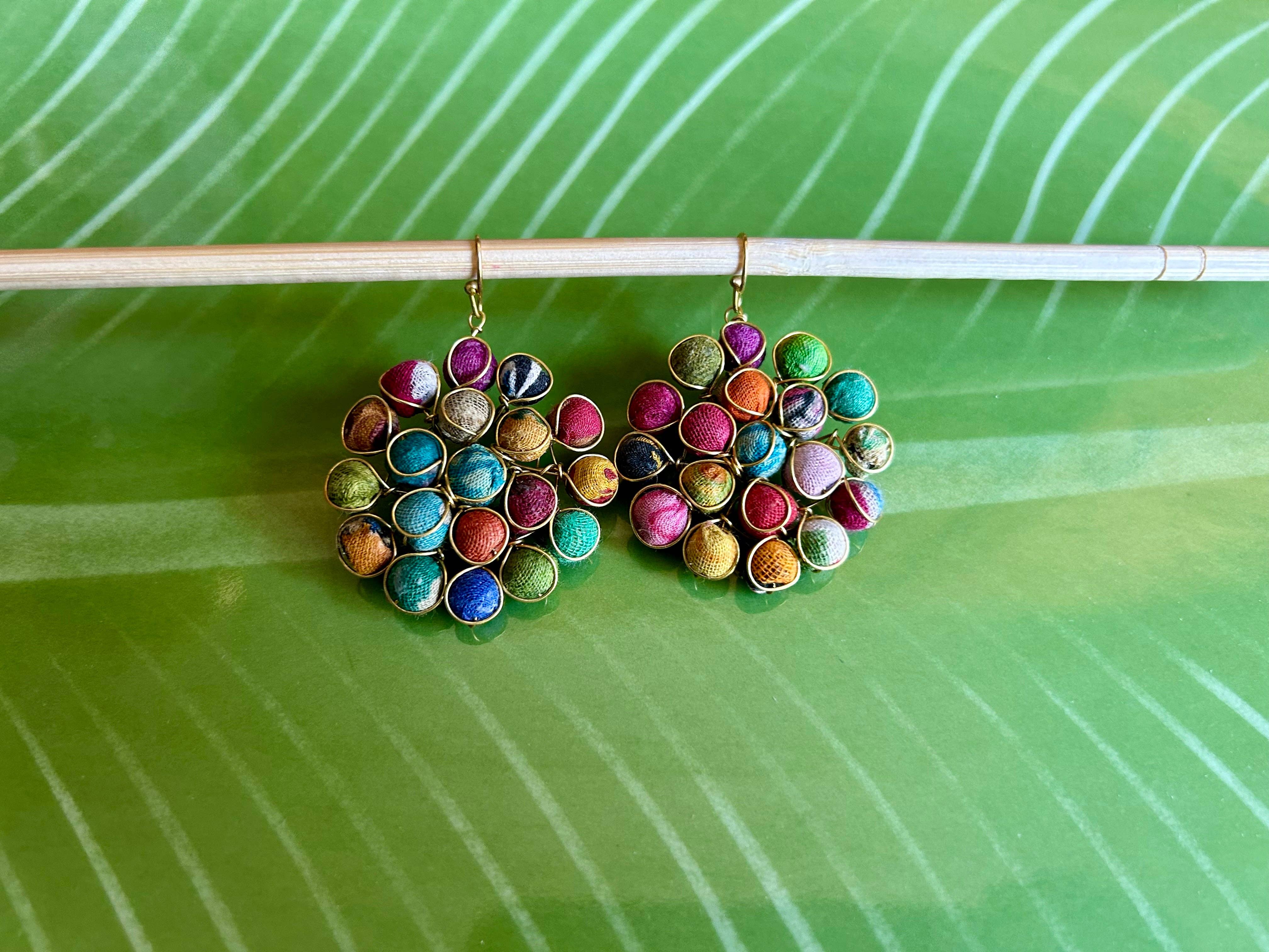 Hopes Unlimited - Wholesale Dangle Earrings - Bloom Burst Fabric Earrings1