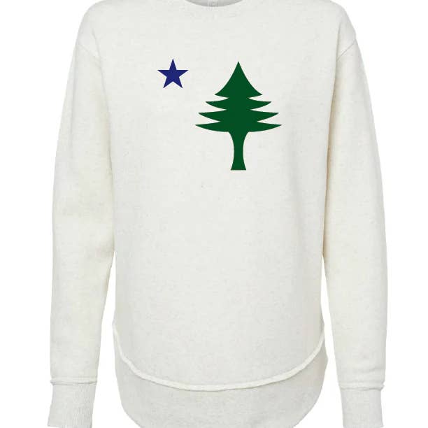 Women's Vintage 1901 Maine State Flag Droptail Sweatshirt for wholesale by Rogue Life Maine