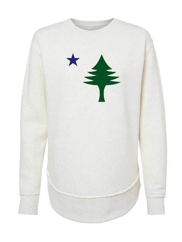 Sweat-shirt à queue tombante avec drapeau vintage de l'État du Maine de 1901 pour femmes pour la vente par Rogue Life Maine