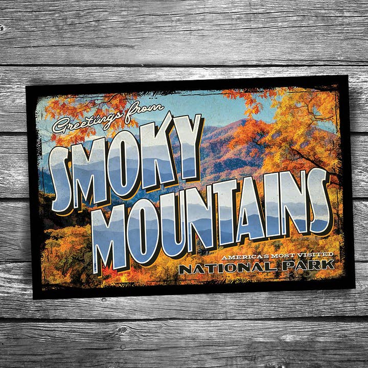 Greetings from Smoky Mountain National Park Postcard for wholesale by Christopher Arndt Postcard Co.