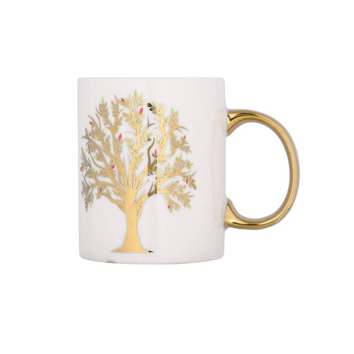 STELLA GREEN - Vendita all'ingrosso Tazza - Tazza decorata con albero della vita dorato in confezione regalo0
