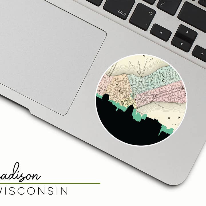 Paperfinch Design – wholesale Klistermärke – Wisconsin stadssilhuett klistermärke | Flera städer4