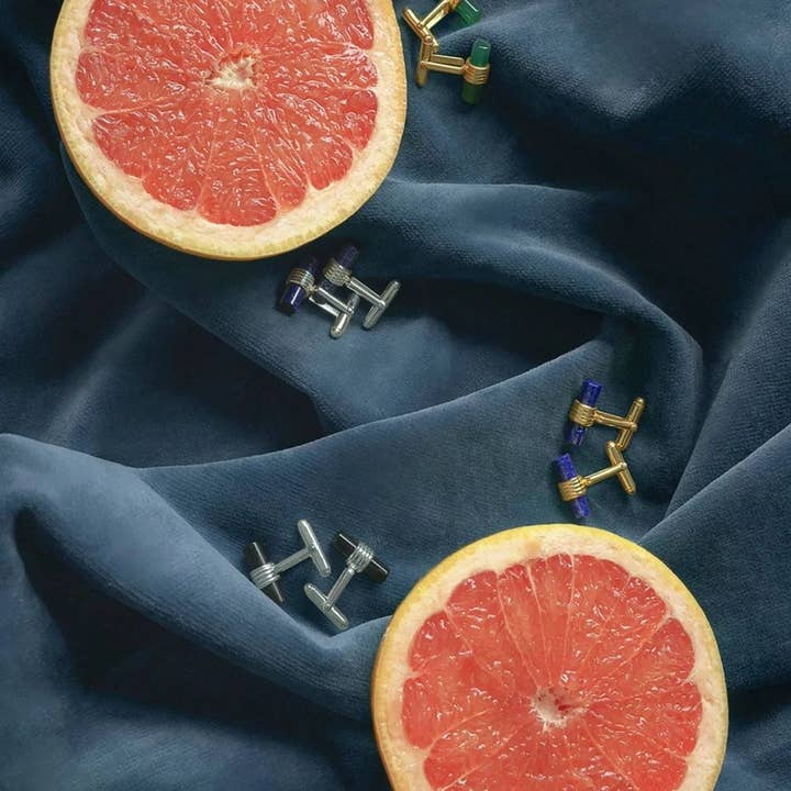 Latelita – wholesale Cufflinks – Cylindrical Cufflink Silver Blue Lapis Lazuli3