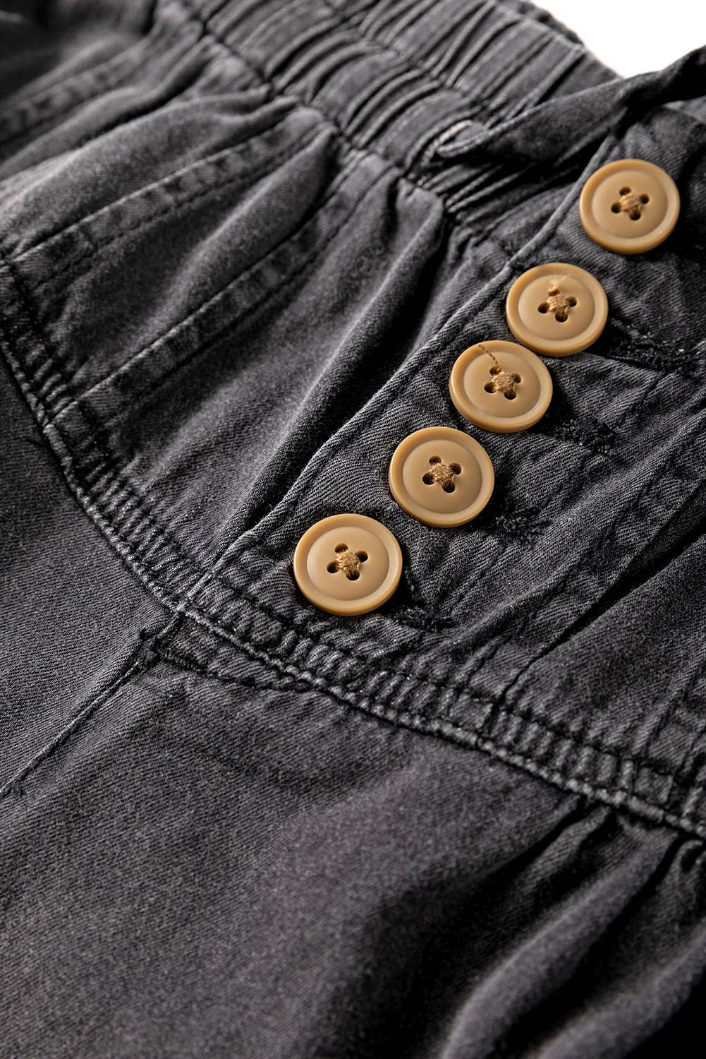 GRIS Jean large taille haute à boutons effet délavé minéral en vente sur Faire2