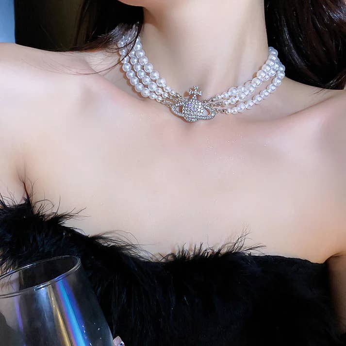 Collar de perlas artificiales con diamantes de imitación al por mayor para venta al por mayor de Gooddiy