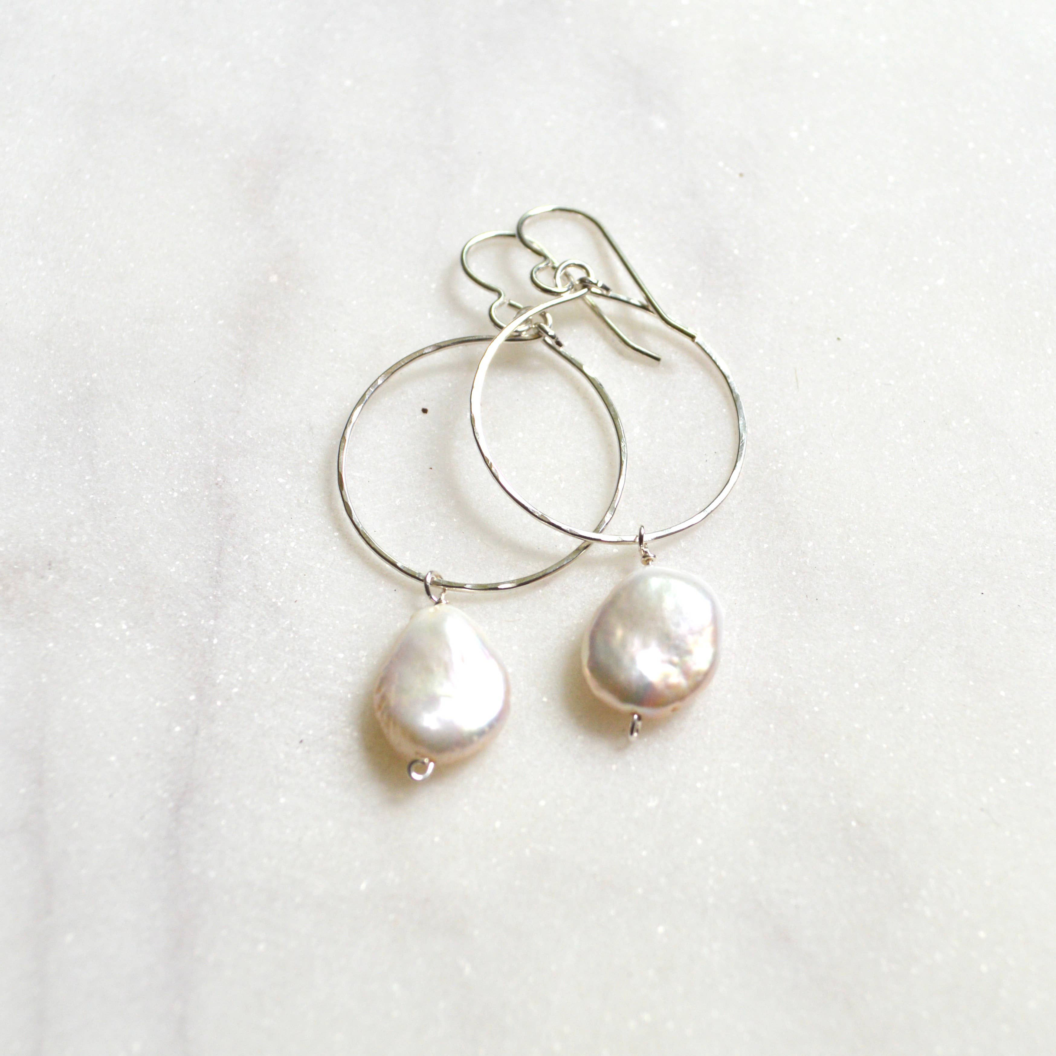 Salty But Sweet - Wholesale Dangle Earrings - Cream Freshwater Pearl Hoops7