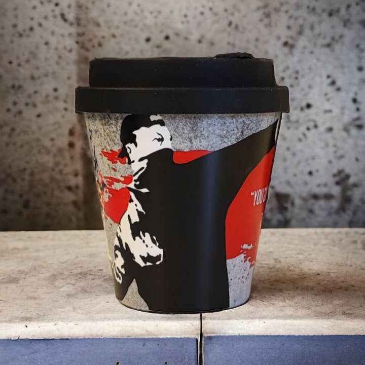 URBAN.ITY SRL - Wholesale Insulated Mug/Tumbler - Banksy Travel Cup in RPET 230 ml - The Flower Thrower3