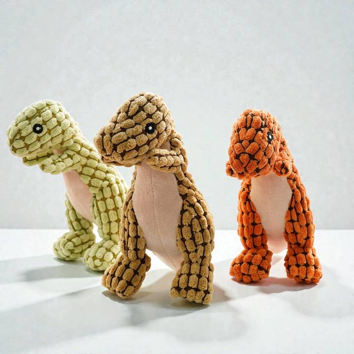 Plush Squeaky Dinosaur Chew Toy for Puppies & Dogs for wholesale by SnowBall (We Cover Import Duty to USA)