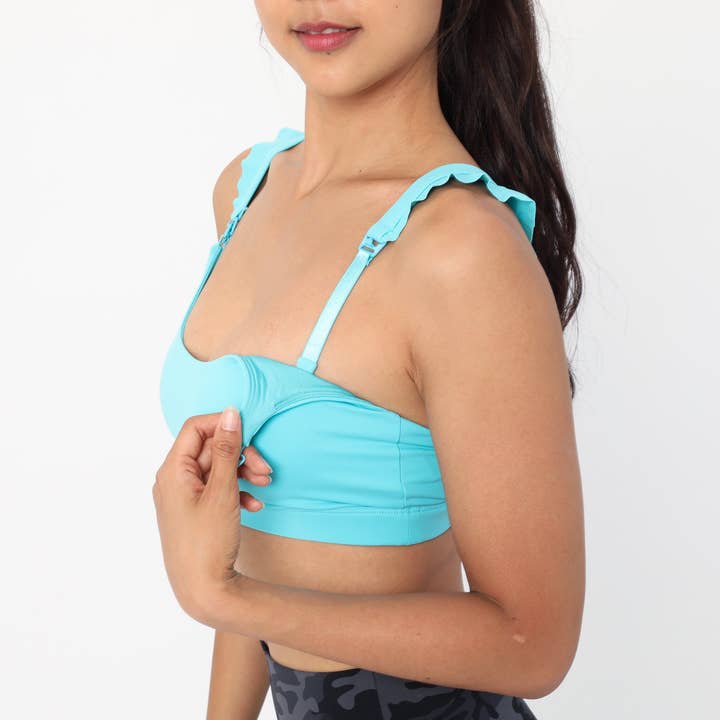 Madison - Medium Support Nursing Sport Bra (Aqua) for wholesale by Sweat & Milk