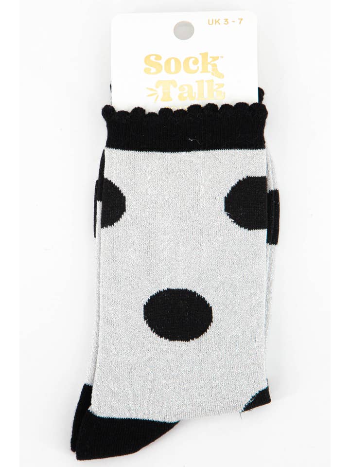 Sock Talk – Meias - Mulher por atacado – Meias femininas em algodão glitter com manchas grandes de bolinhas3