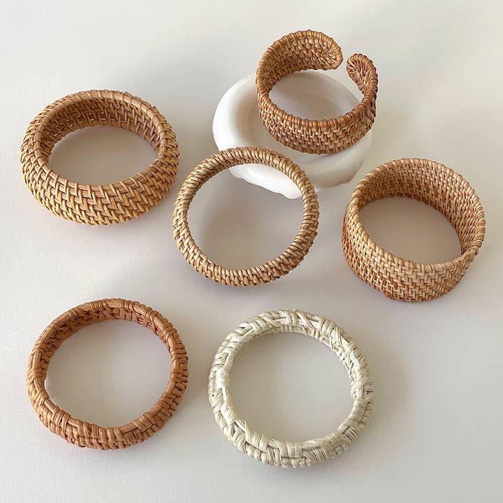 Dipped Shop - Wholesale Bangle Bracelet - Vintage Straw Braided Round Bracelets DP25B587
