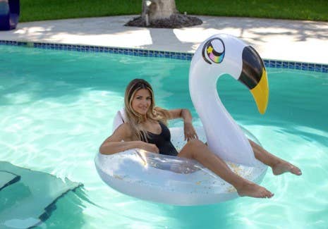 PoolCandy - Wholesale Inflatables - Glitter Swan - 48" Jumbo Beach & Pool Tube2