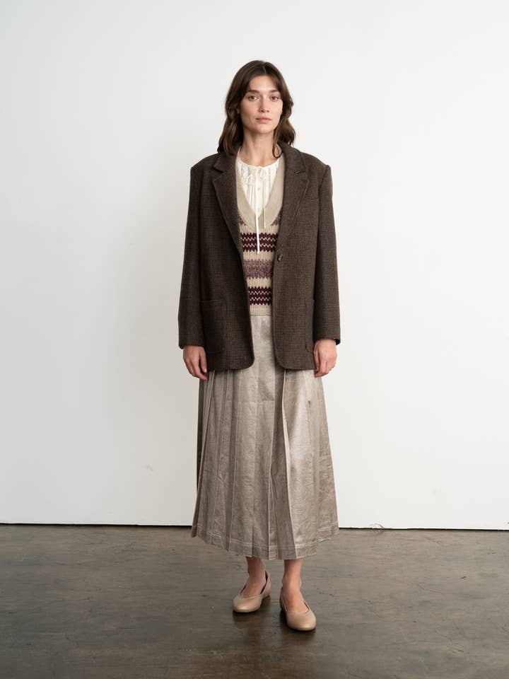 CHECKED ONE BUTTON BLAZER for wholesale by ELLE GREY