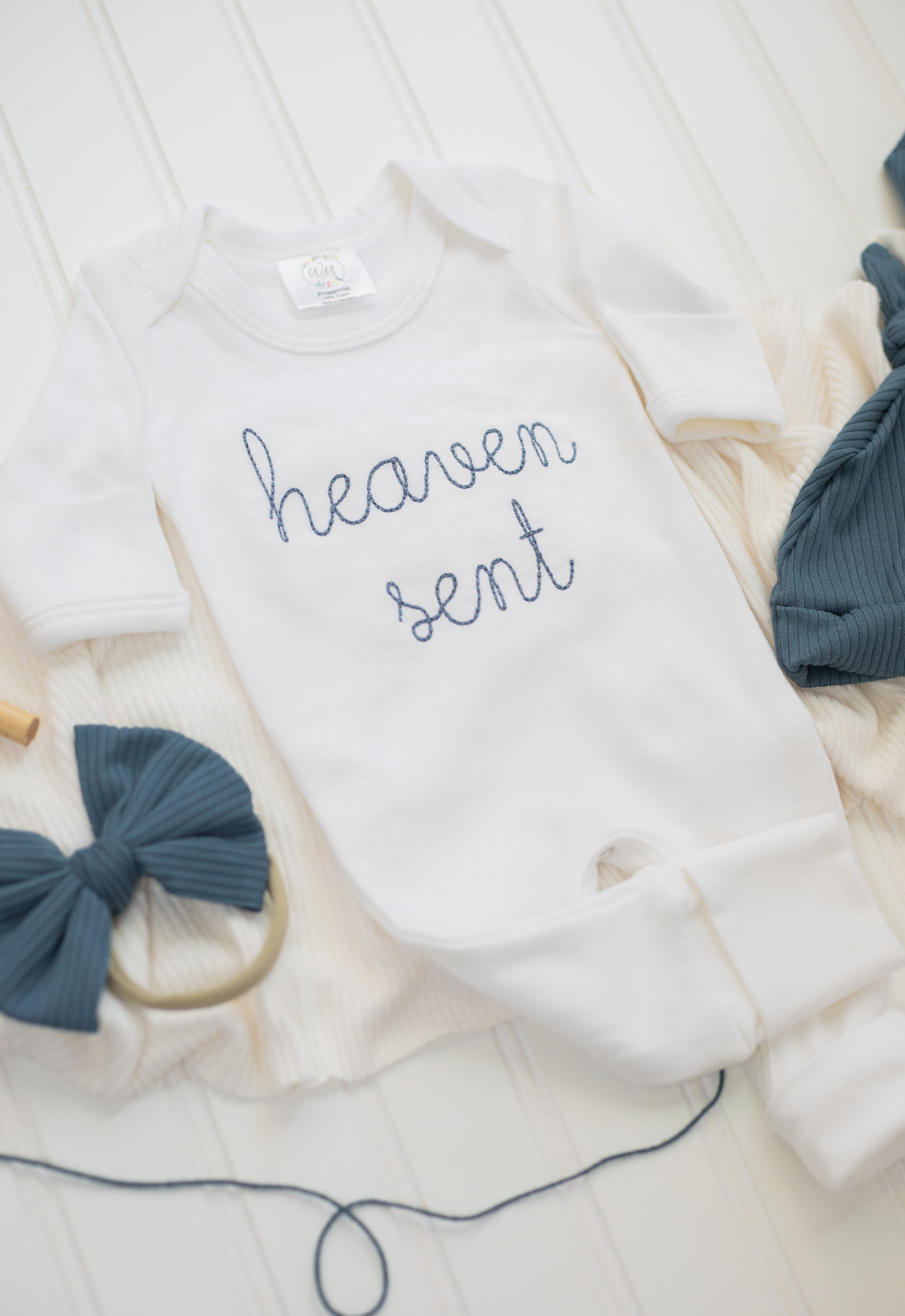 Wonderfully Made - Wholesale Clothing Set - Baby - Baby Romper | Heaven Sent Blue3