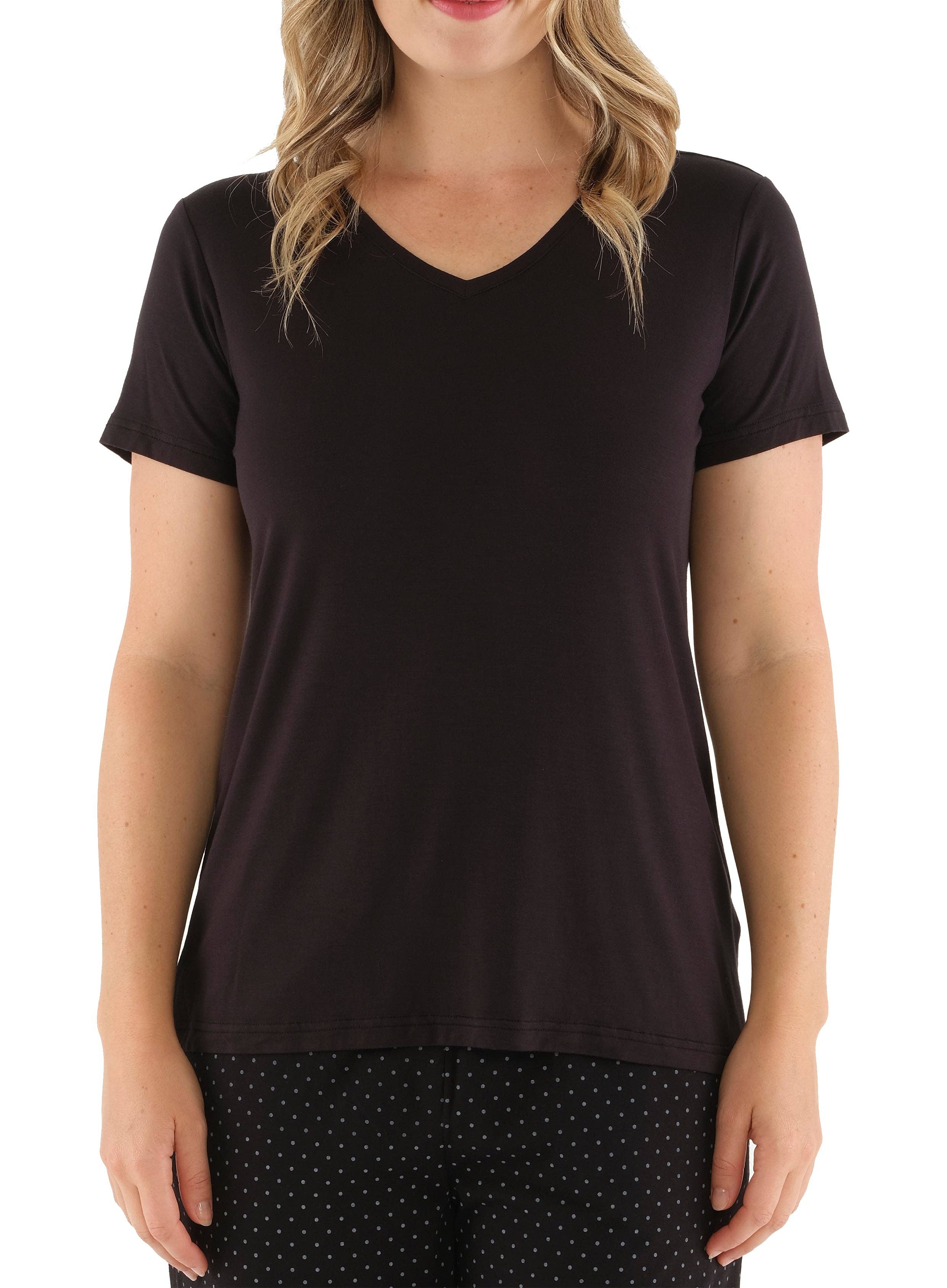 Magnolia Lounge - Wholesale T-shirt – women's - Women's Black Premium Bamboo V Neck Tee