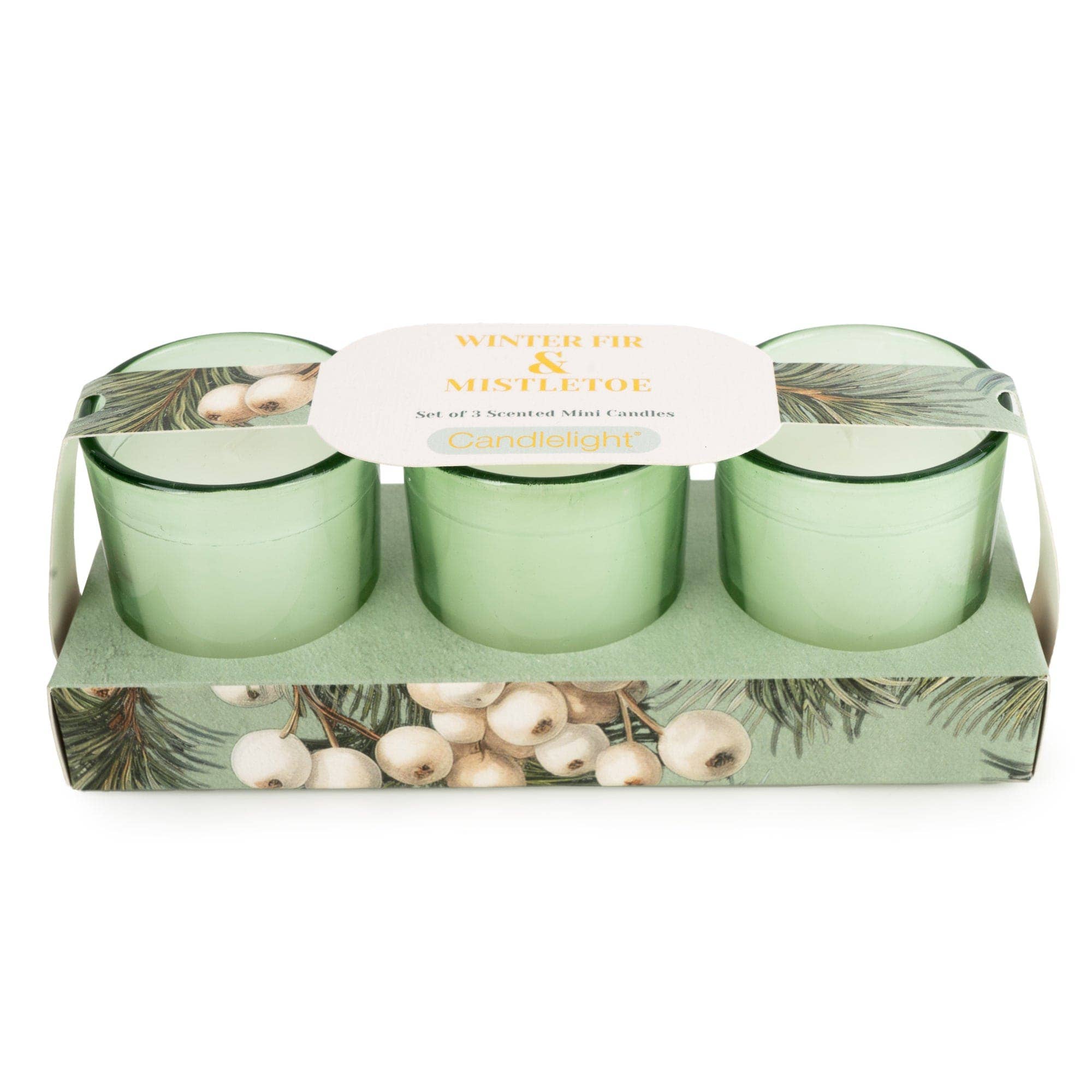Candlelight Products Ltd – wholesale Votive candle – Set of 3 Votive Candles - Winter Fir & Mistletoe 6pk1