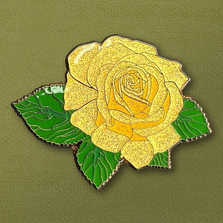 Yellow Rose Blossom Enamel Pin for wholesale by Anima