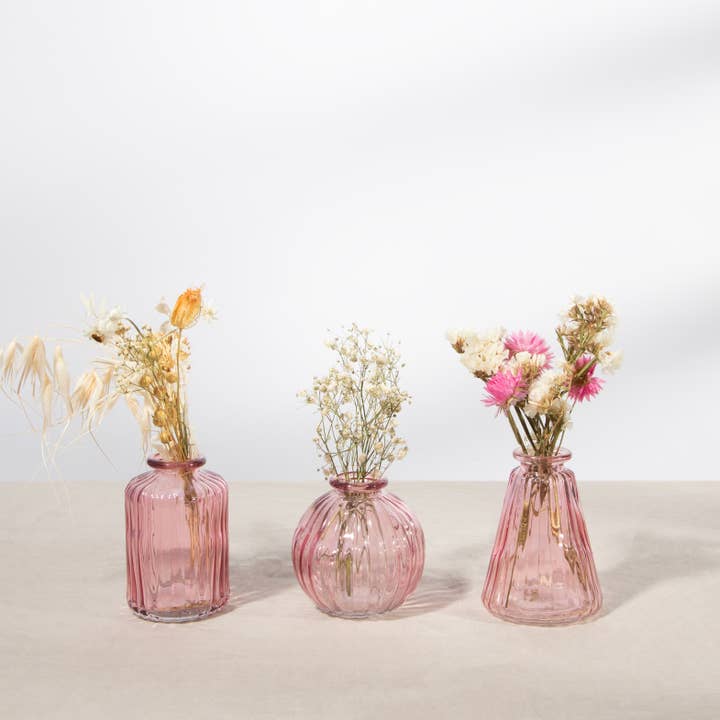 Sass & Belle Europe - Wholesale Vase - Pink Glass Bud Vases - Set Of 31