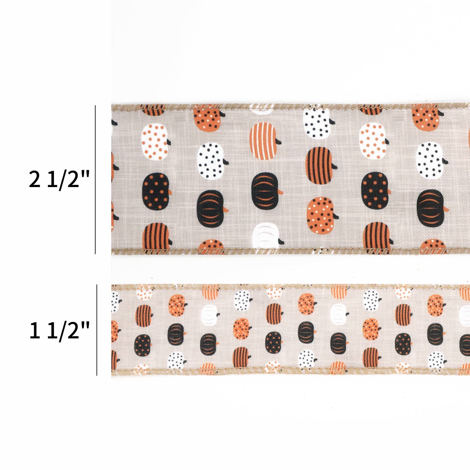 LA Ribbons Wholesale – Großhandel Band – Geschenke verpacken – 1 1/2 Zoll Weihnachtsband mit Draht | „Pumpkin“ Natur/Braun/Mehrfarbig3