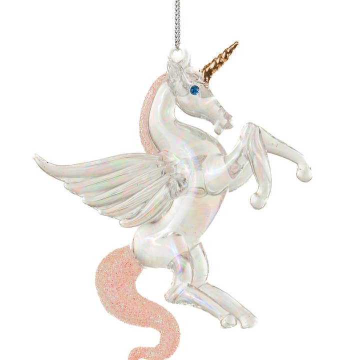 Starlight Collection - Wholesale Ornament - Clear Alicorn Ornament with Glittery Tail0