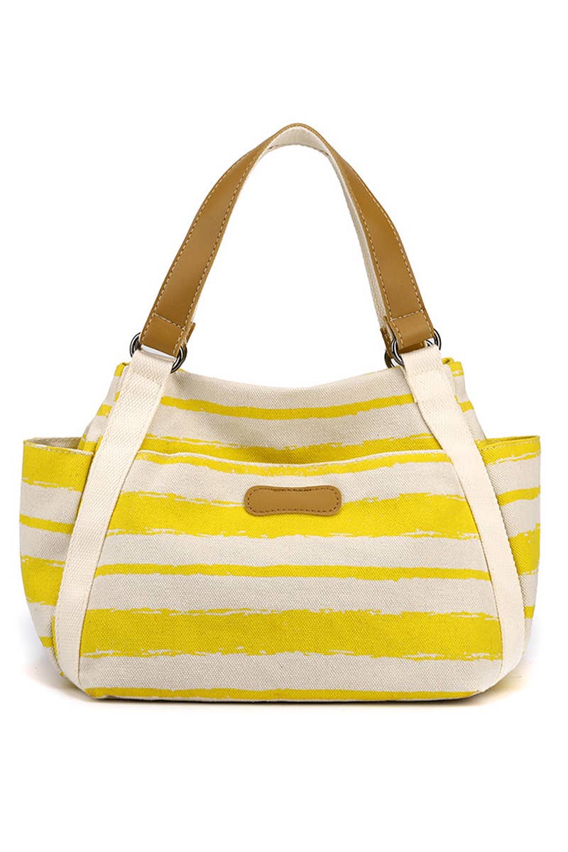 ACCITY - Wholesale Tote Bag - Women's - STRIPE PATTERNED DANDY CANVAS BAG_CWAB05184