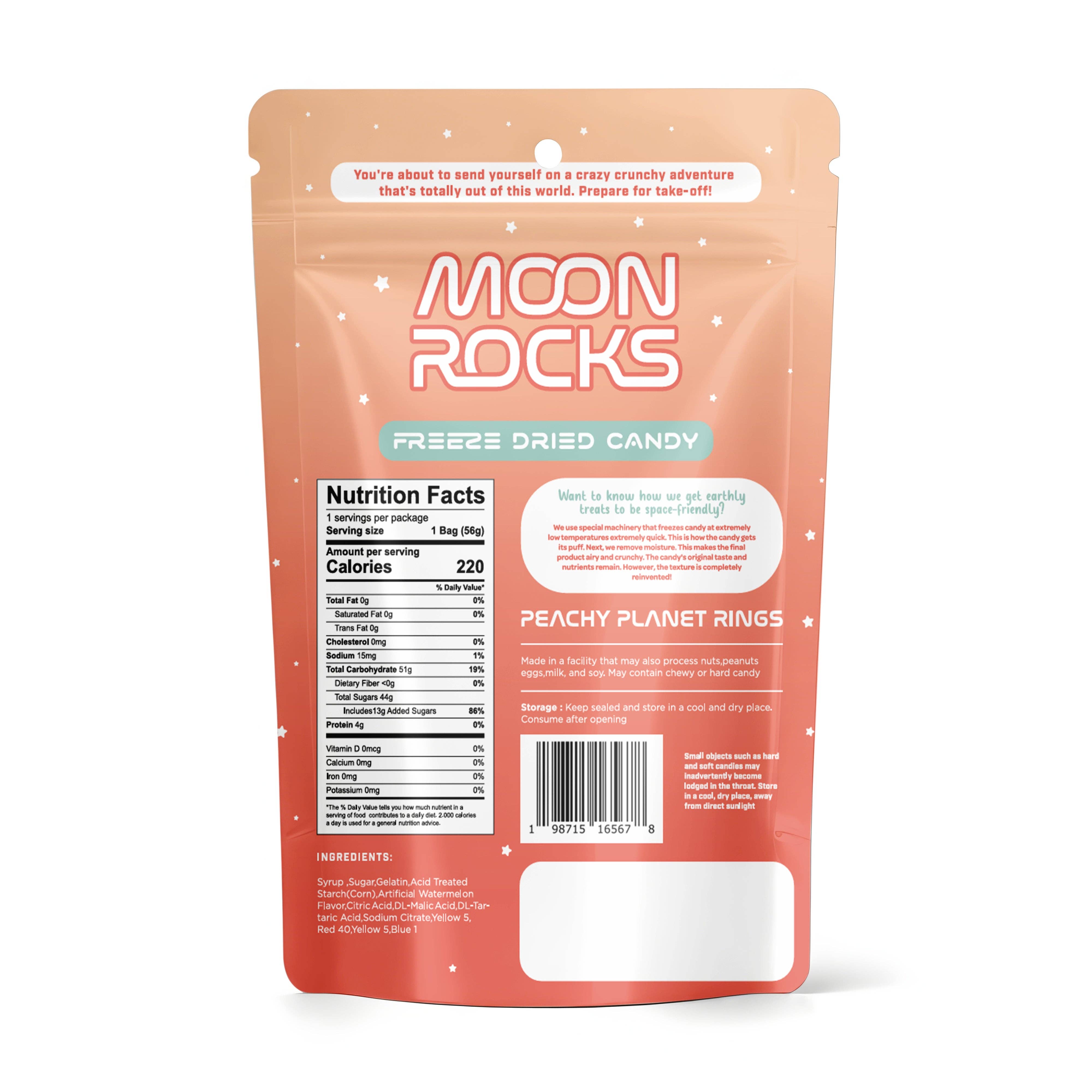 Fizz and Sweets Wholesale - Wholesale Cotton Candy - Moon Rocks Freeze Dried Candy - Peachy Planet Rings 1