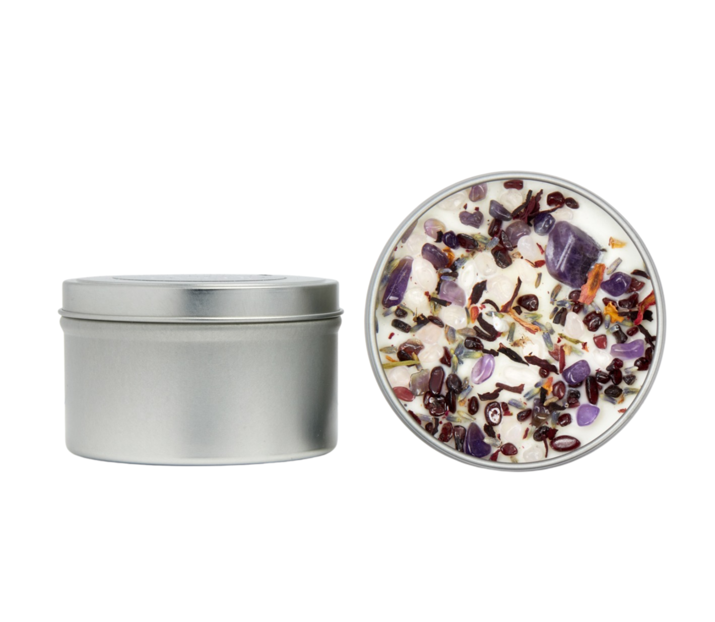 New Moon Beginnings - Wholesale Travel Candles - Crystals & Herb Energy Candles 8oz Tin Soy Candles Handmade52