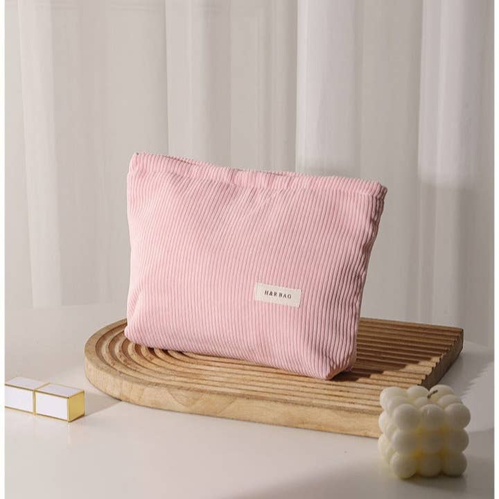 Dipped Shop - Wholesale Makeup/Cosmetic Bag - Simple Solid Color Corduroy Cosmetic Bag DPB1023