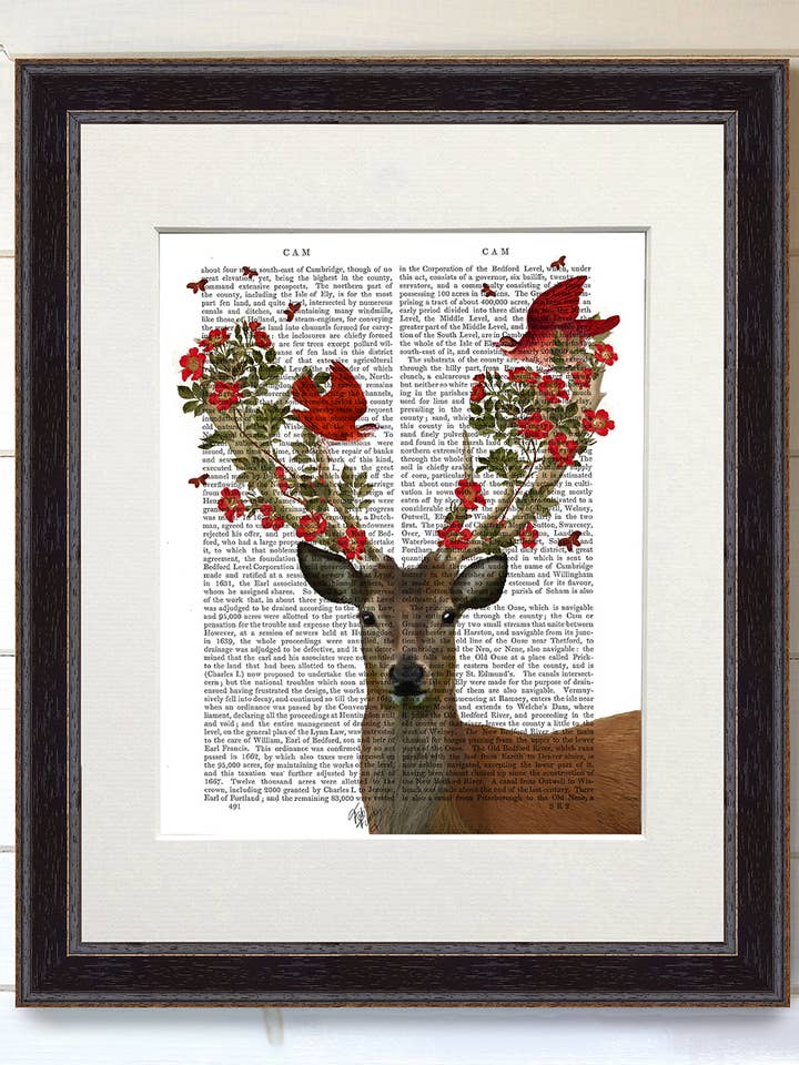 Deer and Love Birds Book Print / Art Print / Wall Art for wholesale by FabFunky Ltd