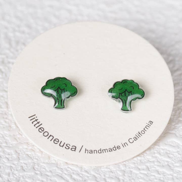 Broccoli Vegetable Titanium Earring Studs for wholesale by littleoneusa