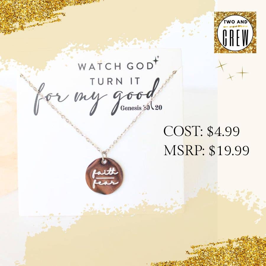Two and Crew - Faith Based Jewelry & Gifts - Wholesale Pendant/Charm Necklace - Faith Over Fear Necklace – Christian Bible Scripture Jewelry6