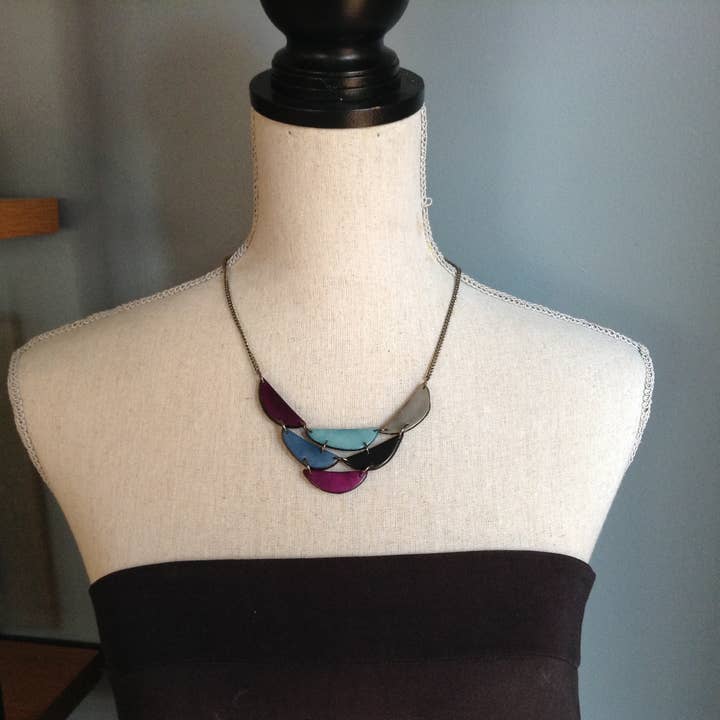 Veronica Riley Martens - Wholesale Bib Necklace - Crescent Shaped Tagua Cluster Bib Necklace1