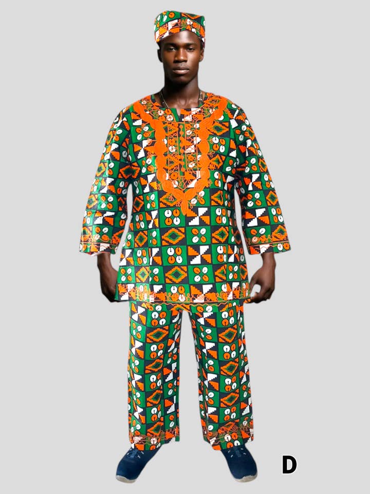 Ensemble de pantalons 3 pièces pour hommes/imprimé africain C pour la vente par India Batik