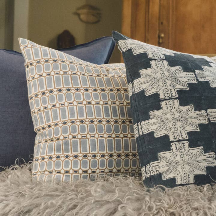 Ceto Home - Venta al por mayor Funda de cojín - Funda de almohada con estampado Maya Sea Block4