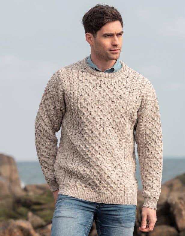 Aran Crafts – Engroshandel Pullover - Herre – Merino uld rundhalset sweater C194911