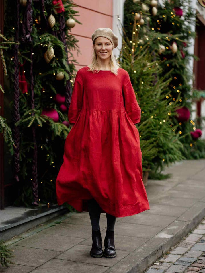 Gaia – Vestido de Lino con Blusón para venta al por mayor de Son de Flor