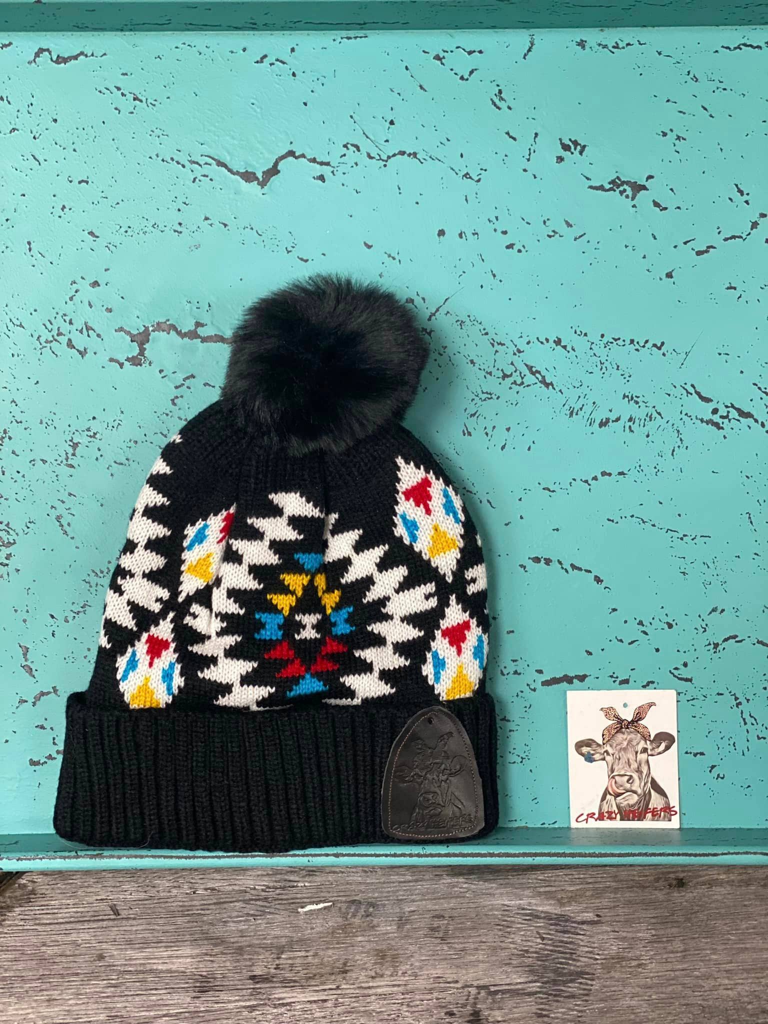 Crazy Heifers Wholesale - Wholesale Beanie - Women's - Aztec Pom Beanies0