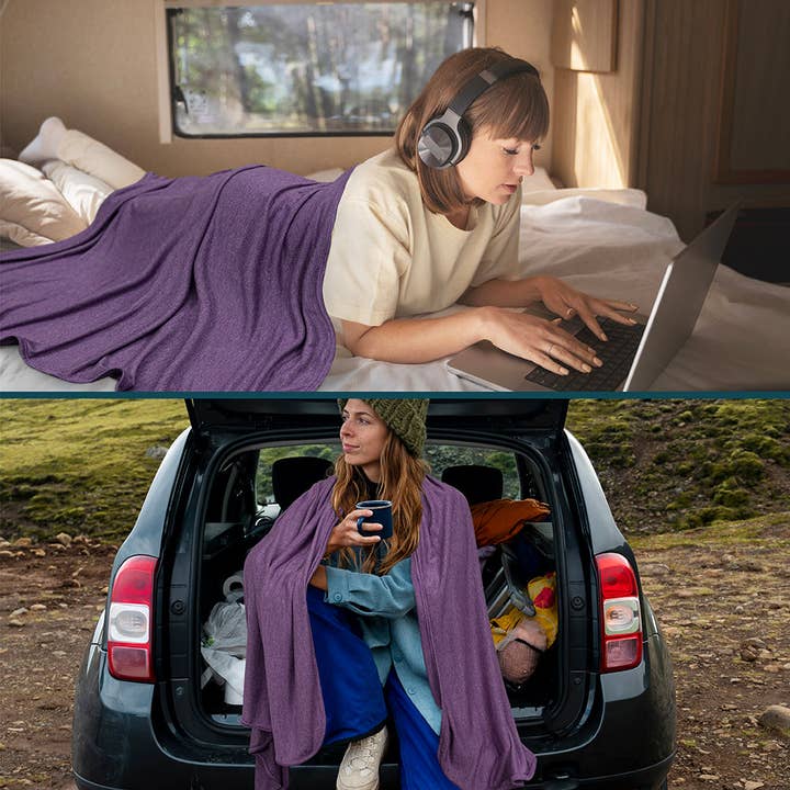 Pavilia - Wholesale Travel Blanket - Compact Fleece Travel Blanket Pillow19