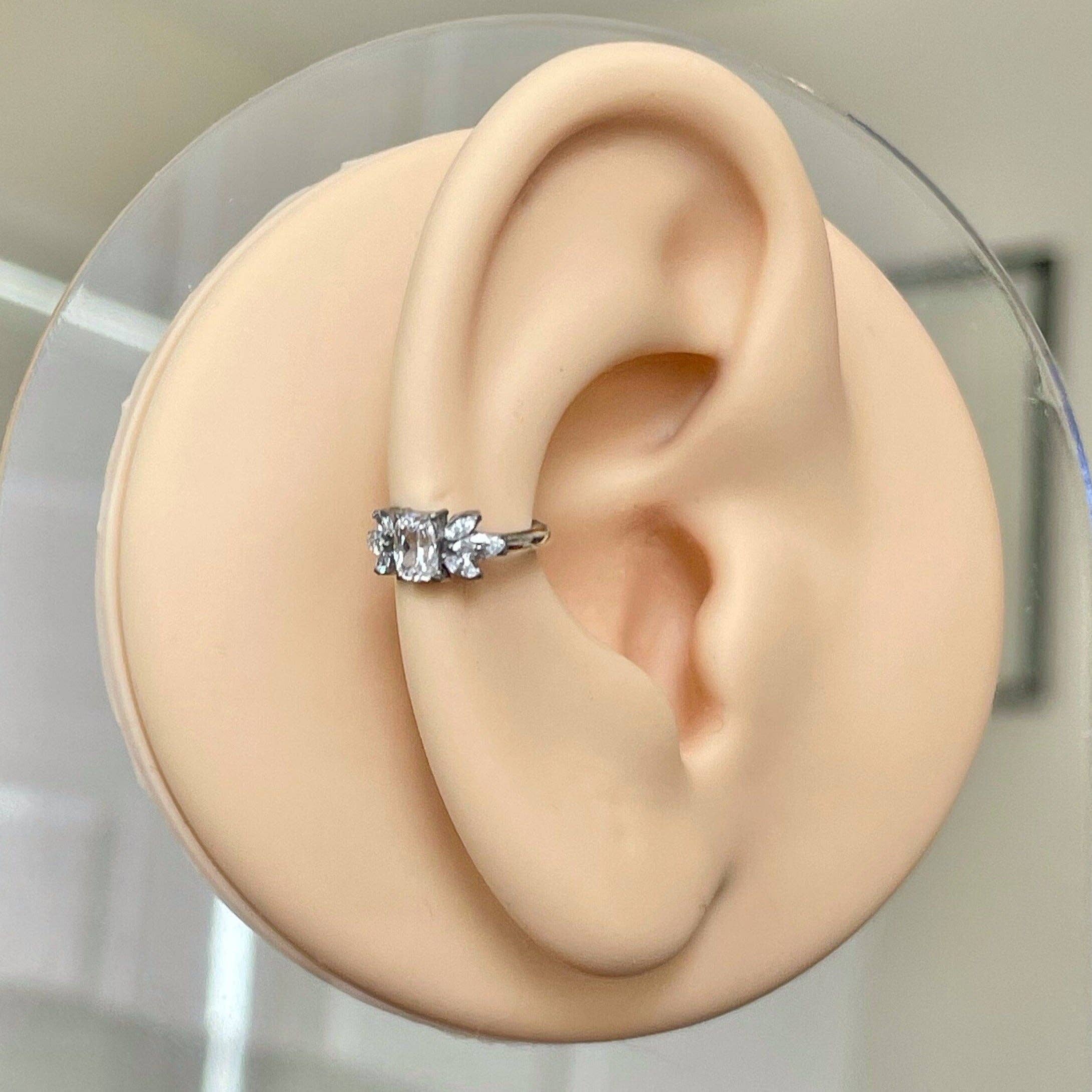 Elara Body Jewelry - Wholesale Single Earring - Silver Conch Piercing (16G | 8mm or 10mm | Titanium | Silver or Gold)2