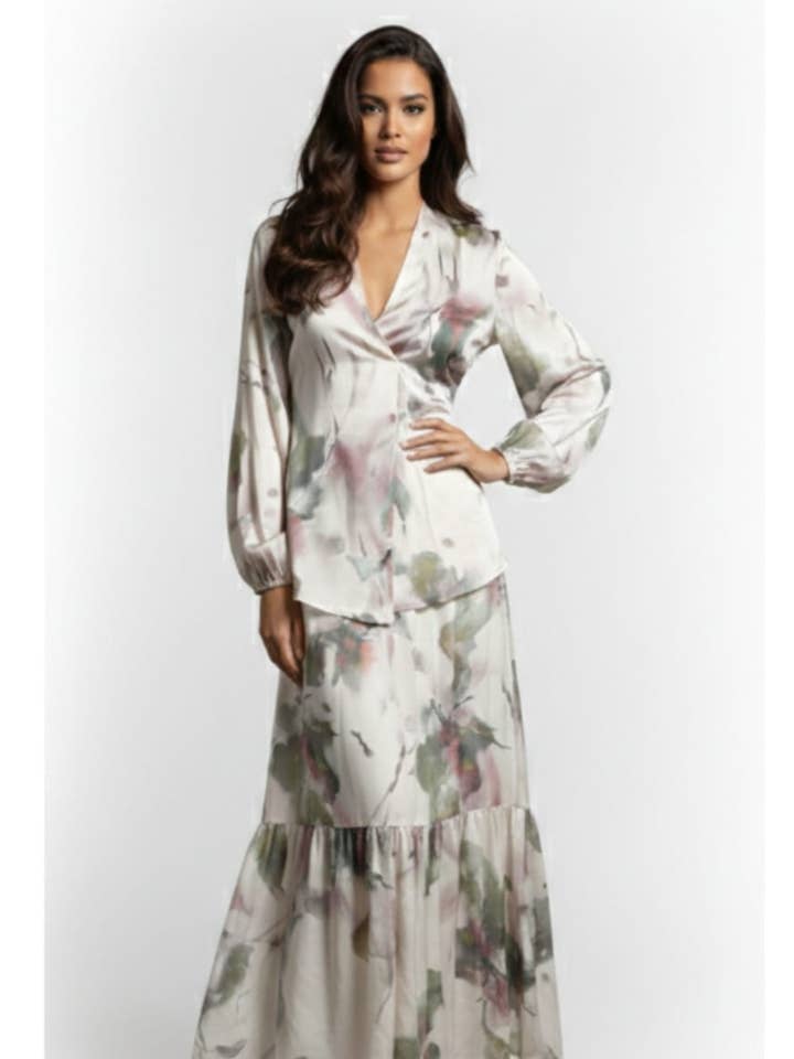 LOLA Two Piece Silk Skirt Set for wholesale by New Yorker's Apparel